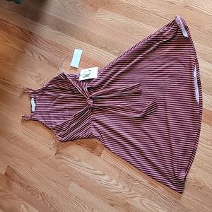 Lola Grace Rust Ivory Striped Sleeveless Tie Waist Dress